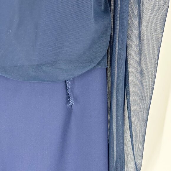 Chiara Boni La Petite Robe Navy Rhinestone-Embellished Illusion Column Gown - Picture 14 of 14